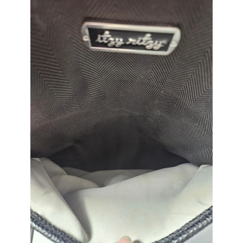 Itzy Ritzy Boss Backpack Diaper Bag Black Herringbone Vegan Leather Tassel - Picture 11 of 12